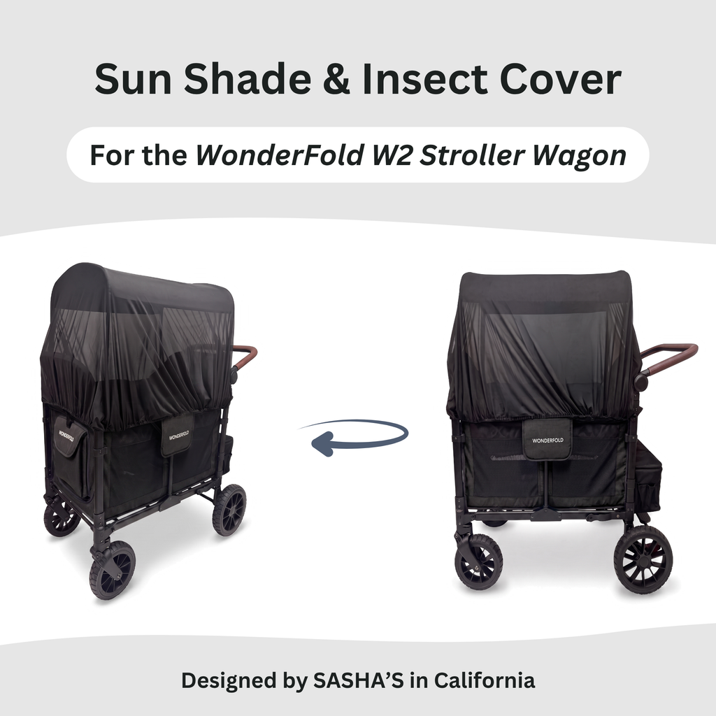 SASHA'S sun shade and insect cover for WonderFold W2 stroller wagon