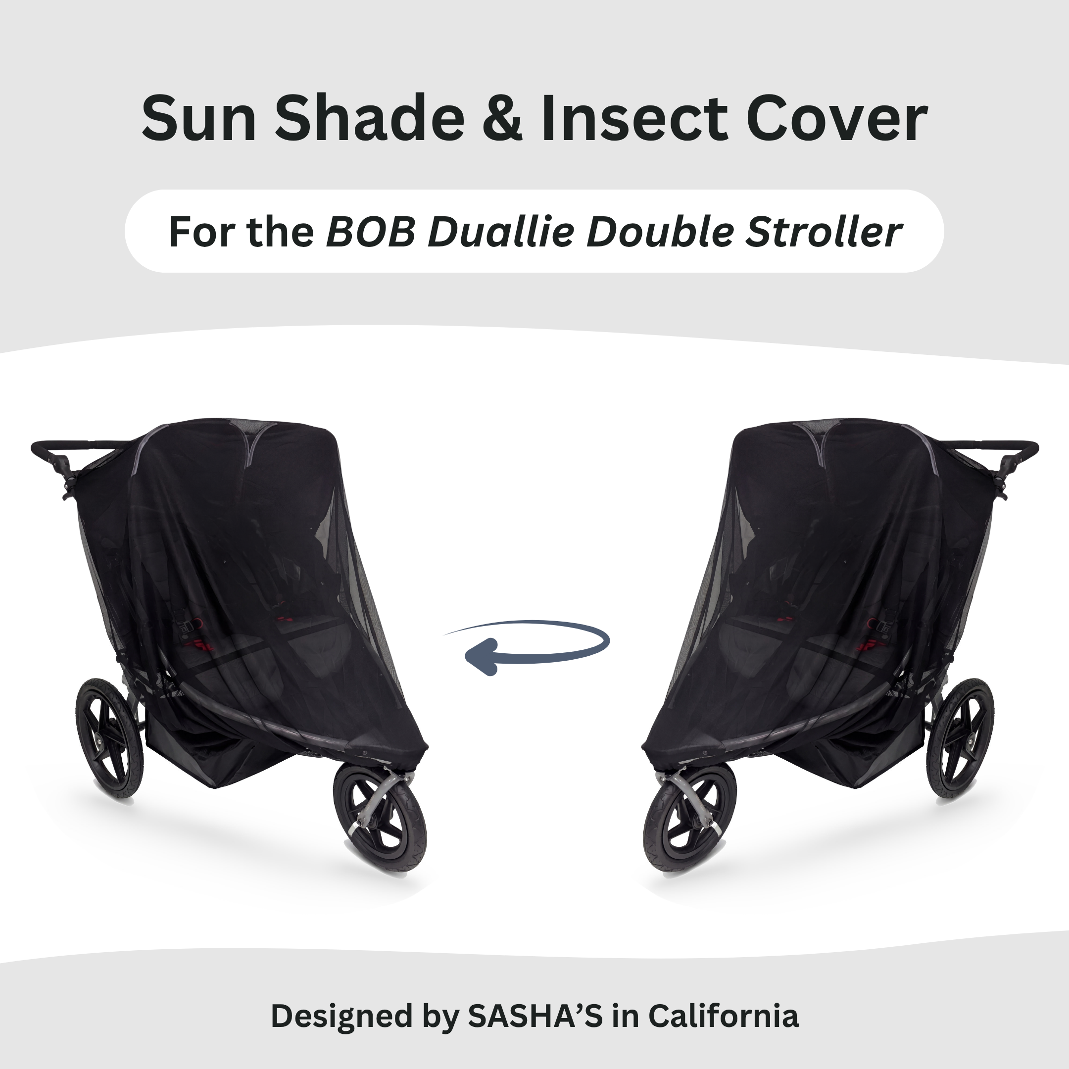 SASHA'S sun shade and insect cover for BOB Duallie Double Stroller