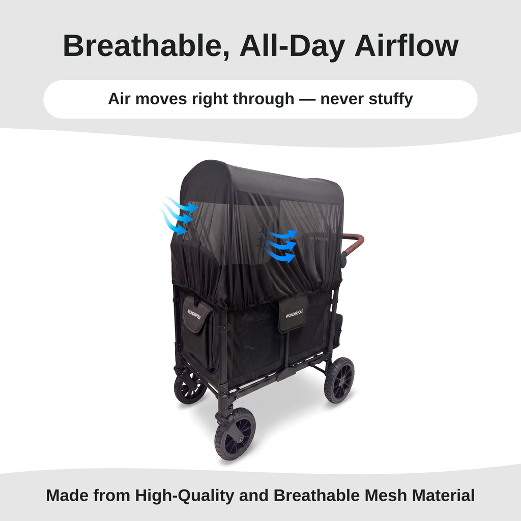 SASHA'S sun shade and insect cover for WonderFold W2 stroller wagon