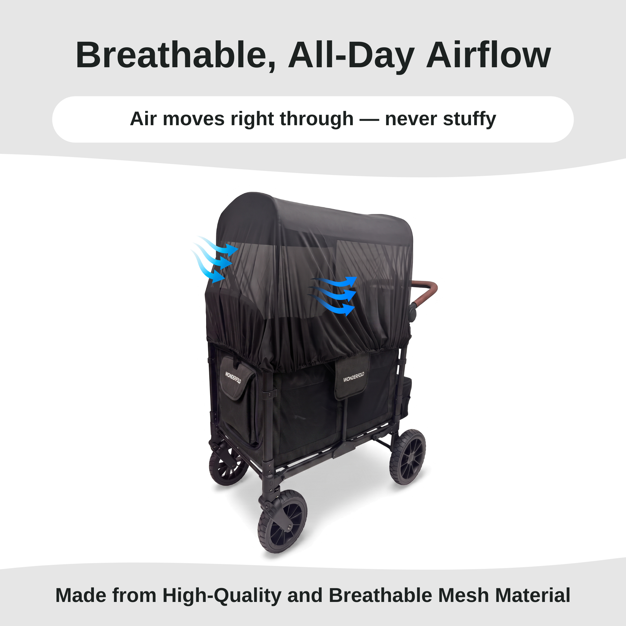 SASHA'S sun shade and insect cover for WonderFold W2 stroller wagon