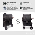 SASHA'S sun shade and insect cover for WonderFold W2 stroller wagon