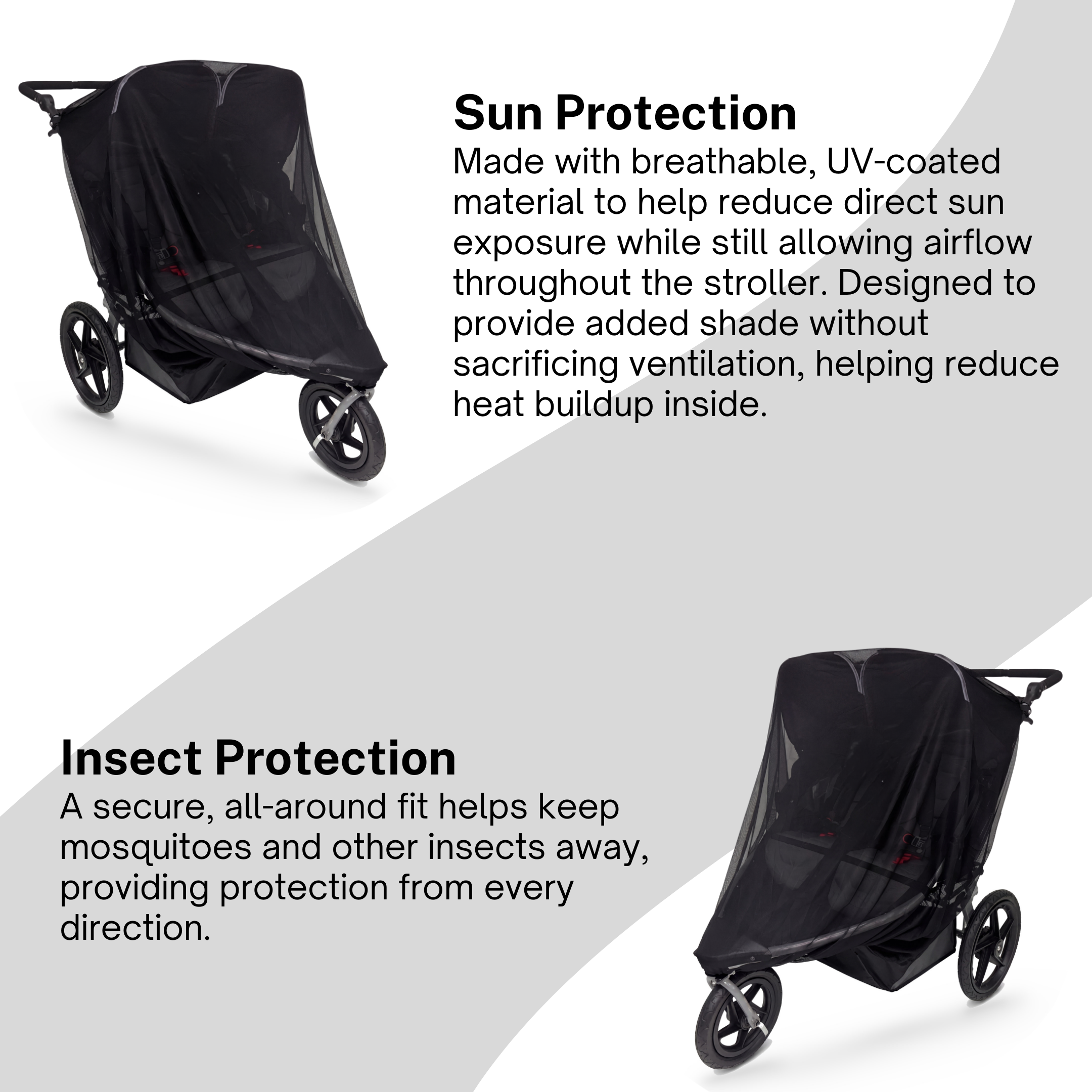 SASHA'S sun shade and insect cover for BOB Duallie Double Stroller