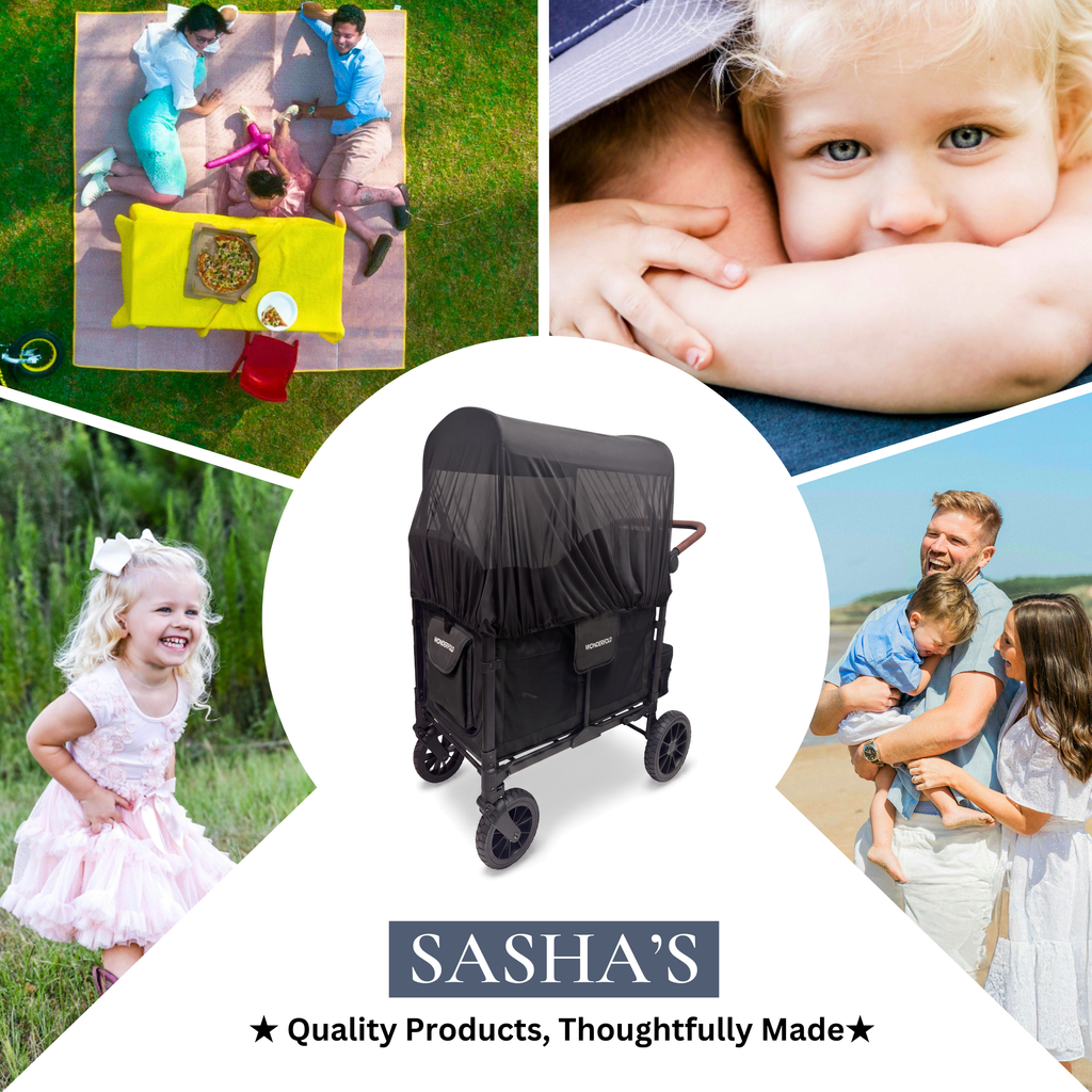 SASHA'S sun shade and insect cover for WonderFold W2 stroller wagon
