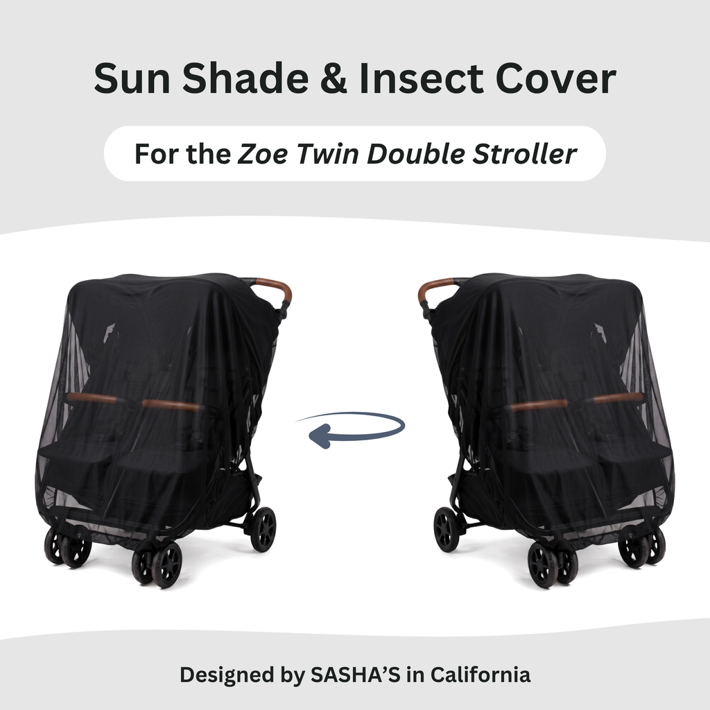 SASHA'S sun shade and insect cover for Zoe Twin Double Stroller