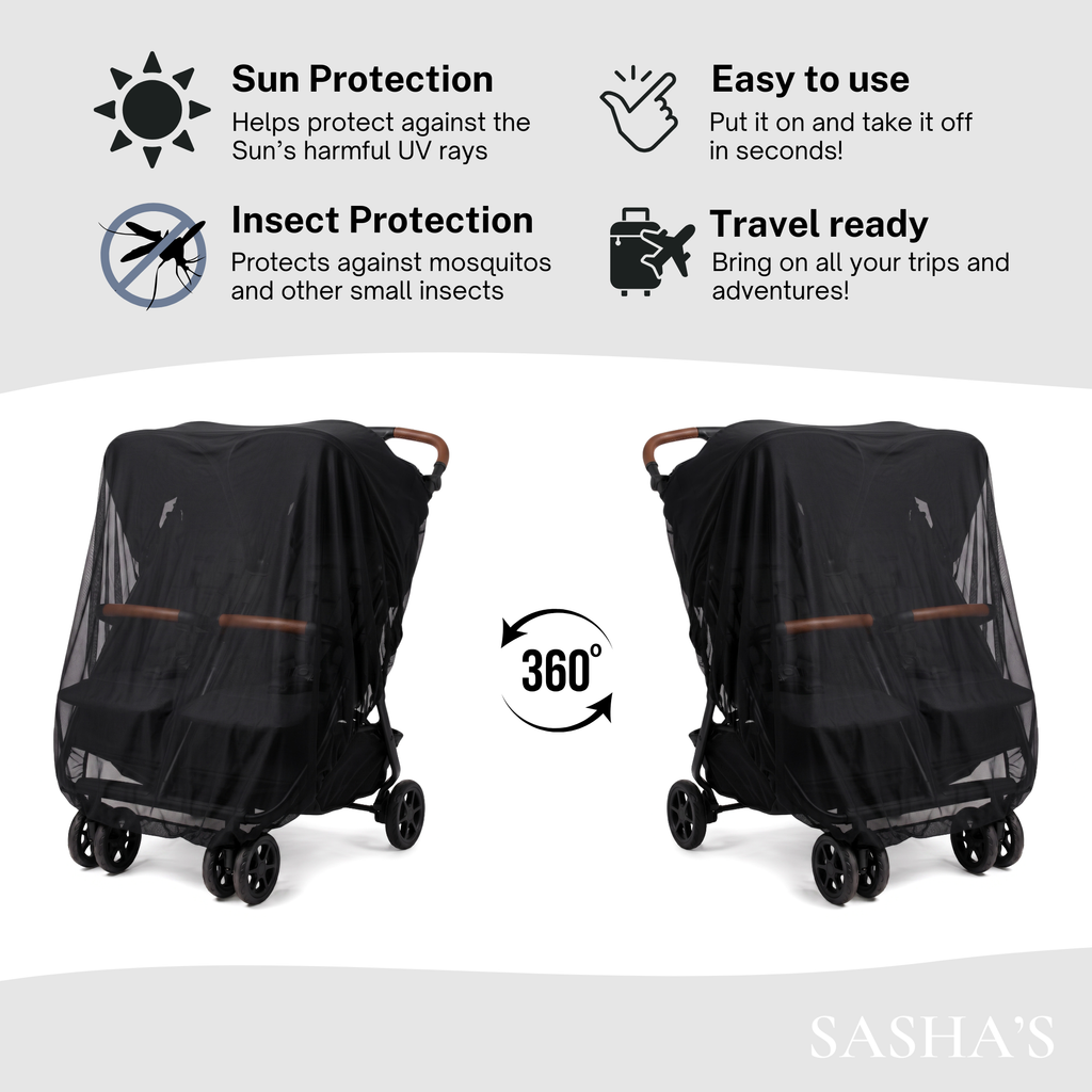 SASHA'S sun shade and insect cover for Zoe Twin Double Stroller