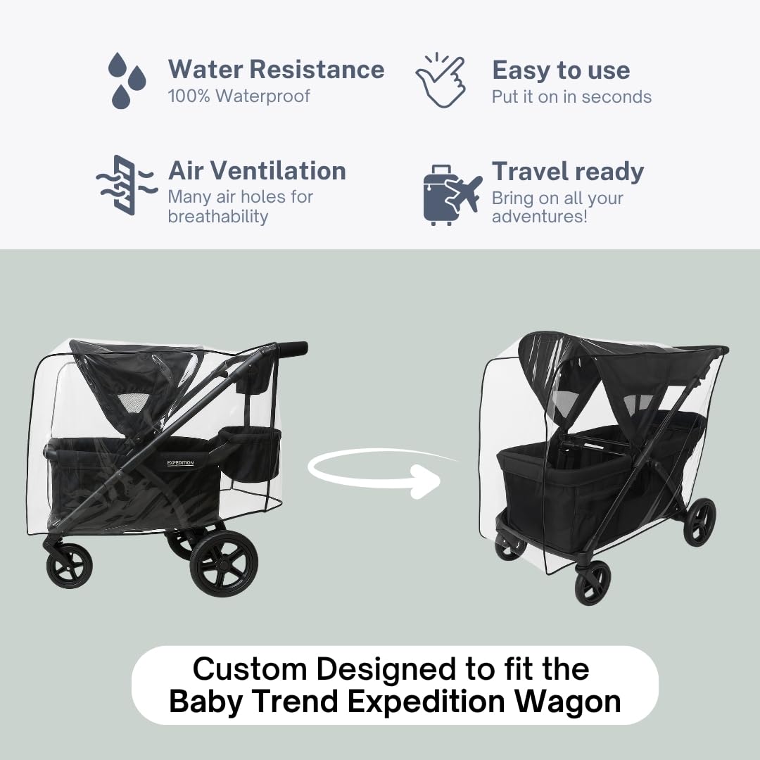 Rain Cover for Baby Trend Expedition Stroller Wagon/Wagon Plus