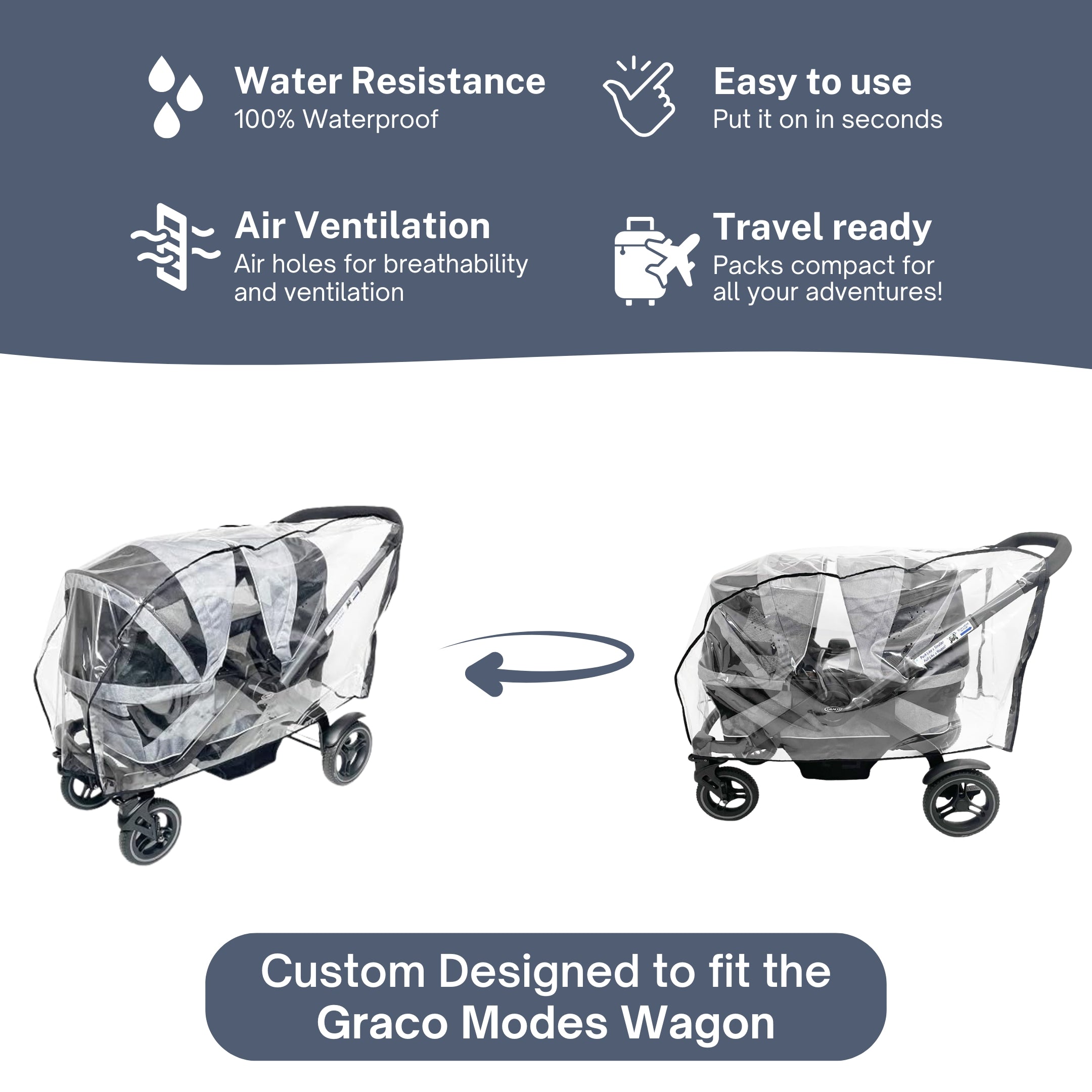 Rain Cover for Graco Modes Adventure Stroller Wagon