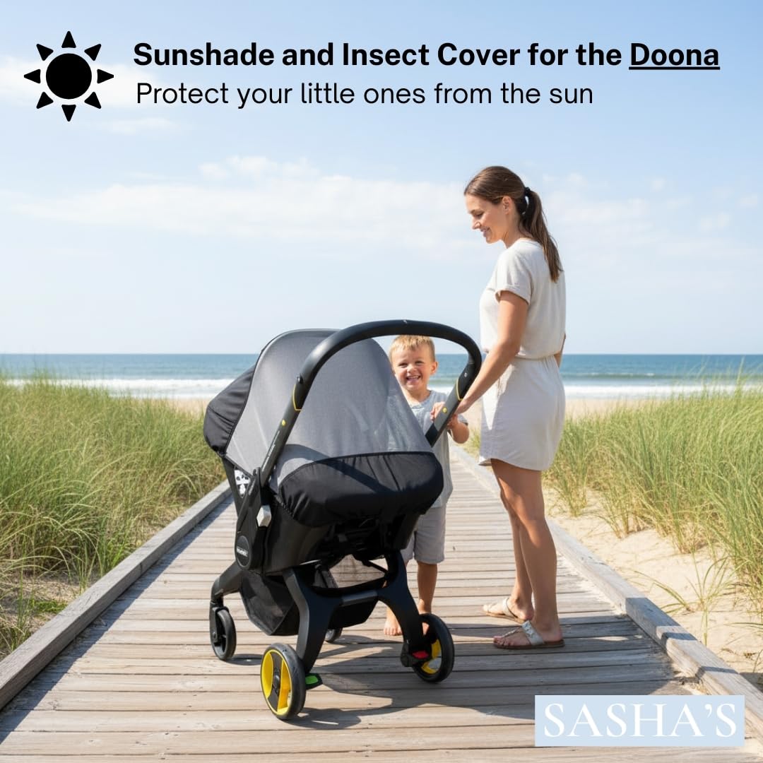 SASHA'S Sunshade & Insect Cover Compatible with The Doona Infant Car Seat Stroller (Stroller not Included)