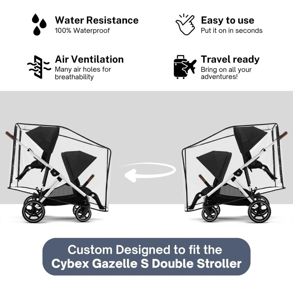 Rain Cover for Cybex Gazelle S Double Stroller by SASHA'S - features