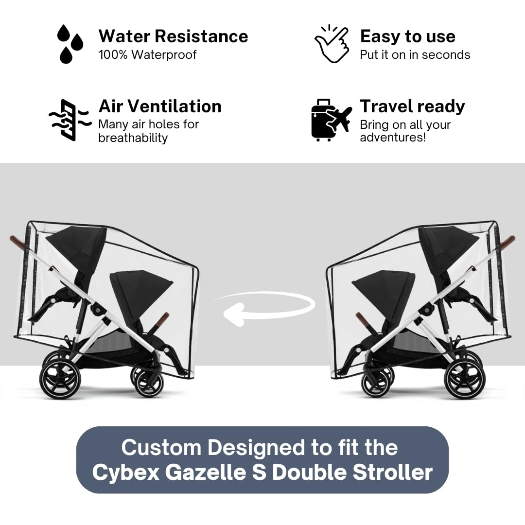 Rain Cover for Cybex Gazelle S Double Stroller by SASHA'S - features