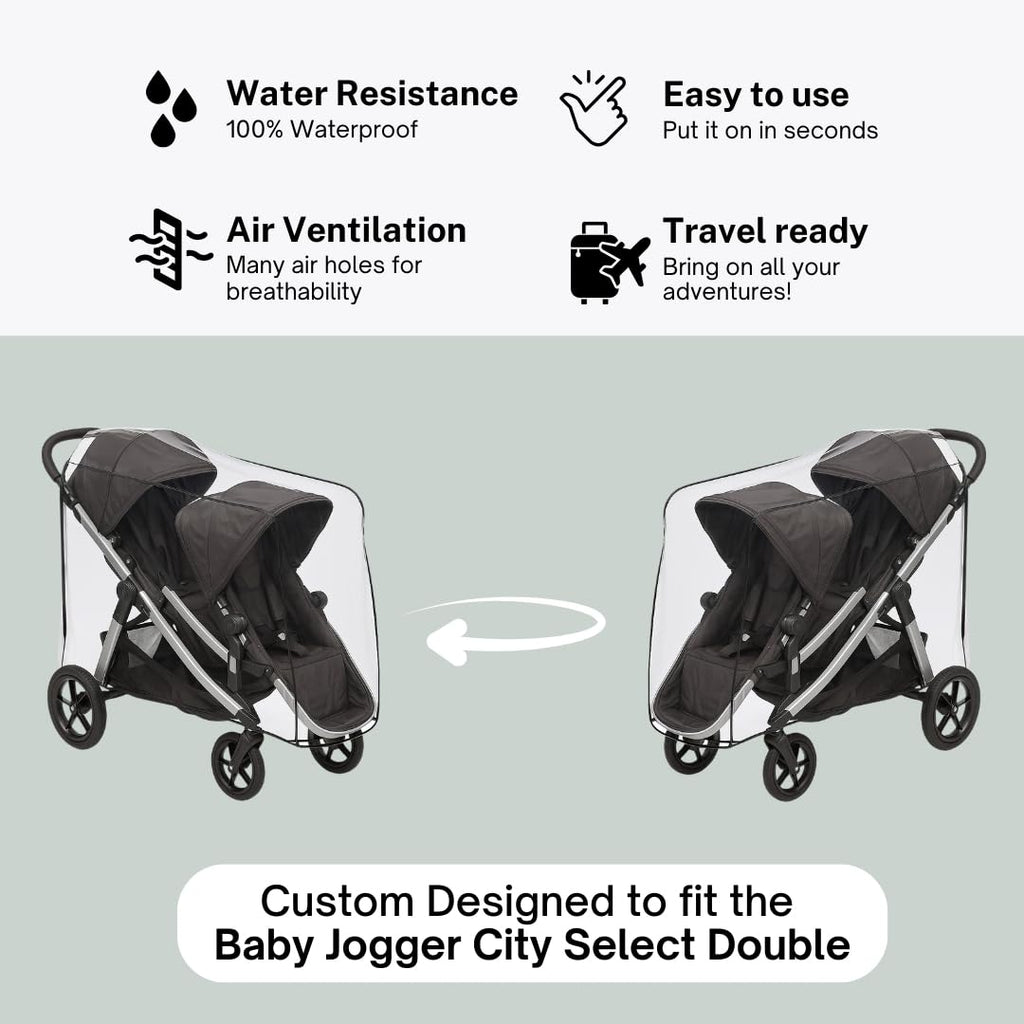 Sasha's All Weather Shield Plus for Baby Jogger City Select Double Stroller - Double Stroller Rain Cover