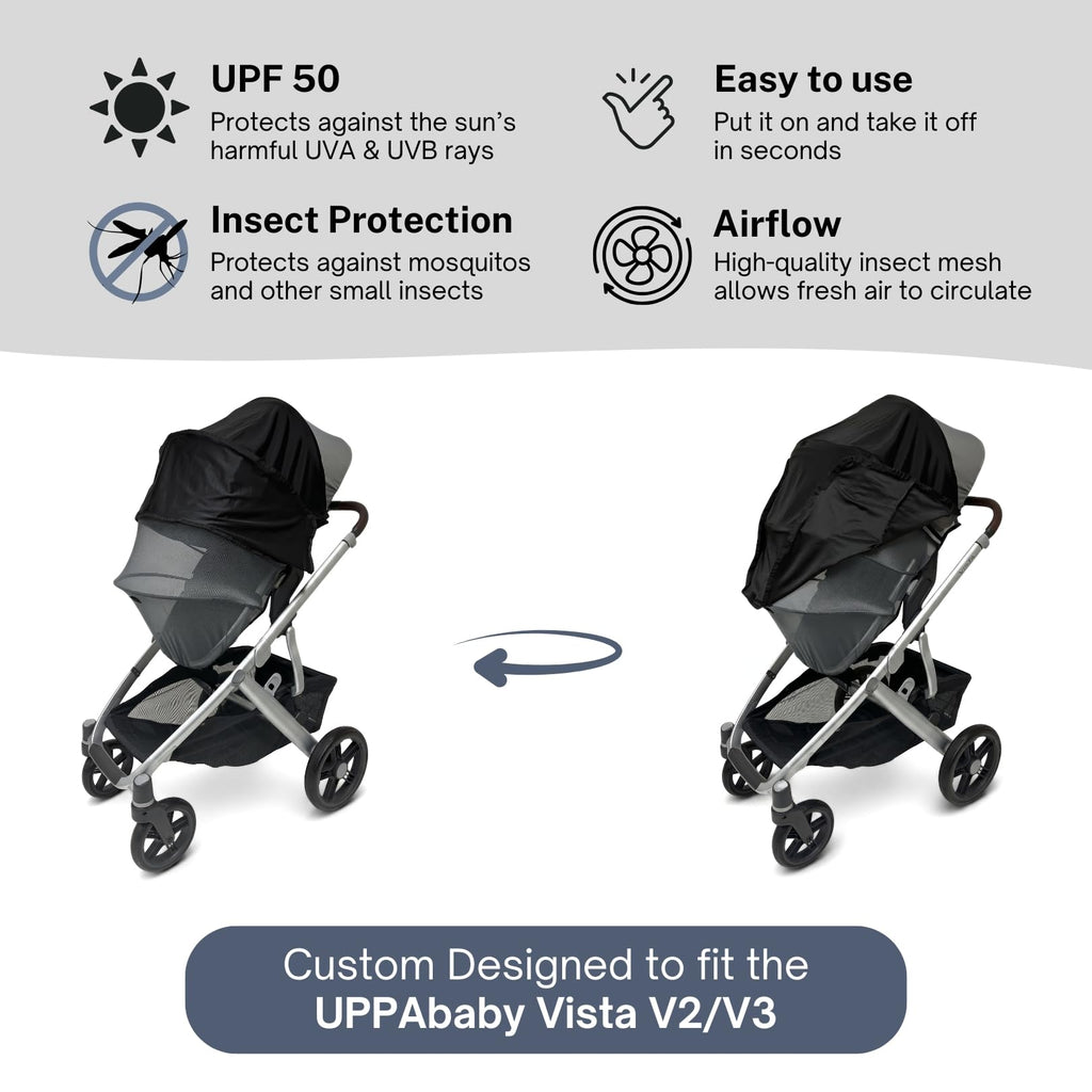 SASHA'S sun shade and insect cover for UPPAbaby Vista V2 V3 stroller