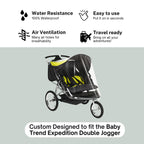 SASHA'S Double Rain Cover for Baby Trend Expedition Double Jogger (Jogger not Included) NOT Compatible with Baby Trend Navigator Made in USA