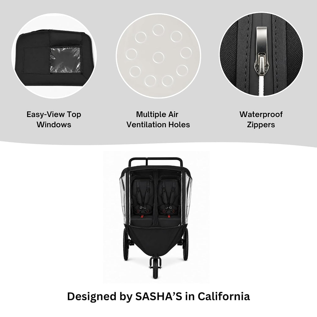 Rain cover for BOB Gear Duallie double jogging strollers – feature view