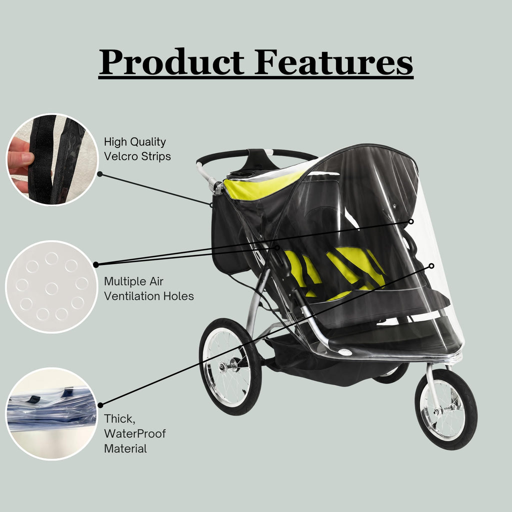 SASHA'S Double Rain Cover for Baby Trend Expedition Double Jogger (Jogger not Included) NOT Compatible with Baby Trend Navigator Made in USA