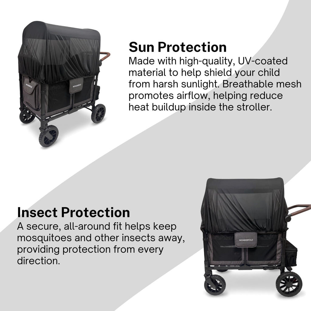 SASHA'S sun shade and insect cover for WonderFold W4 stroller wagon