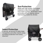 SASHA'S sun shade and insect cover for WonderFold W4 stroller wagon