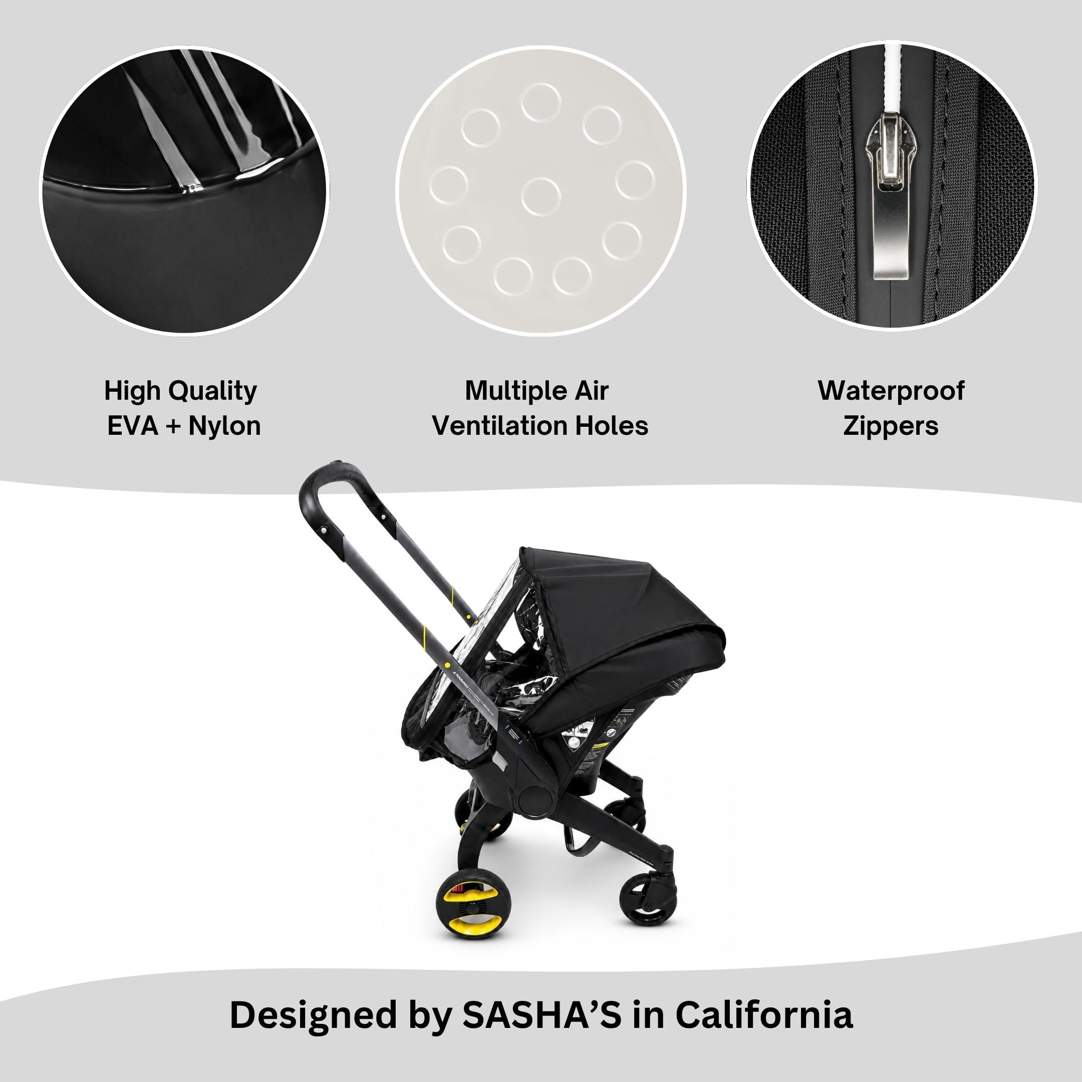 SASHA'S Rain and Wind Cover for Doona Infant Car Seat Stroller, Clear