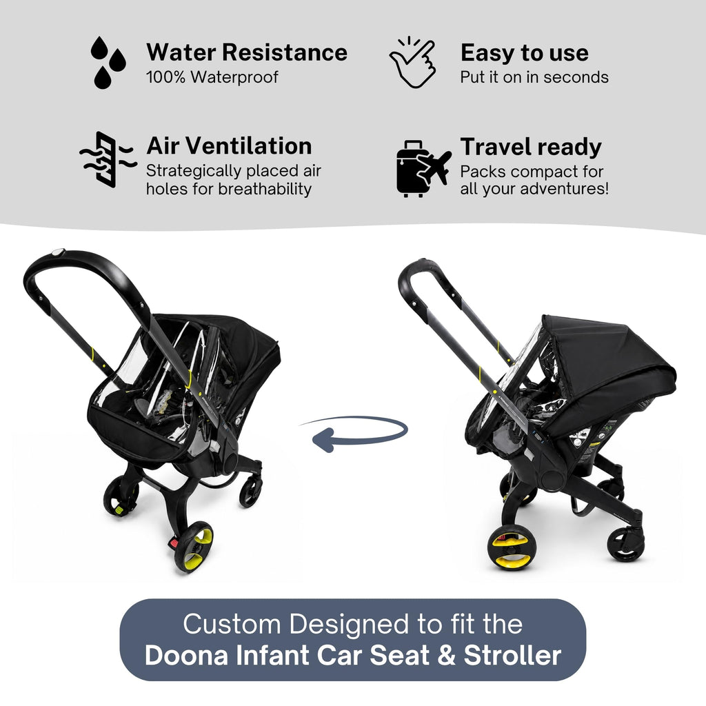 SASHA'S Rain and Wind Cover for Doona Infant Car Seat Stroller, Clear