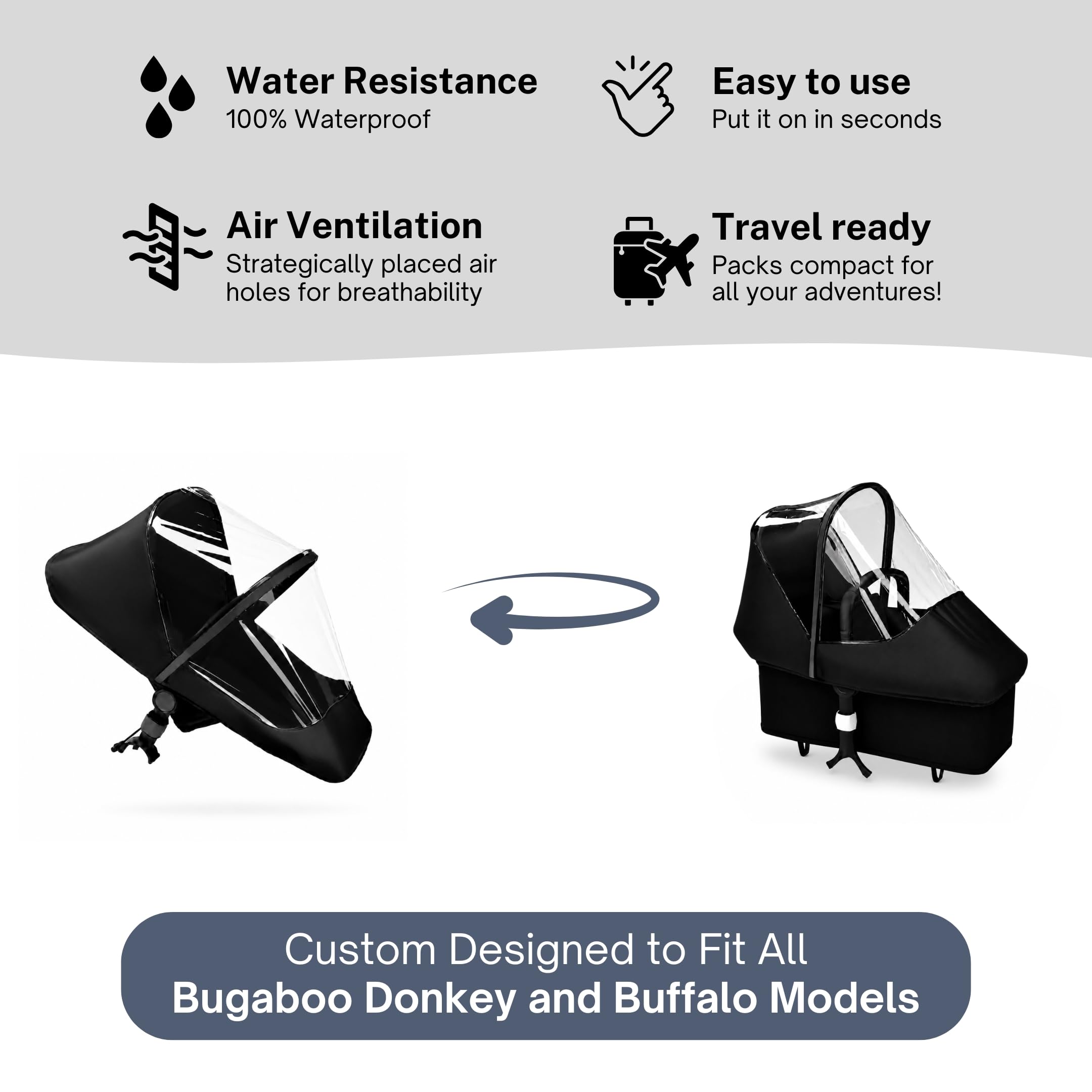 SASHA'S rain cover for Bugaboo Donkey and Buffalo stroller