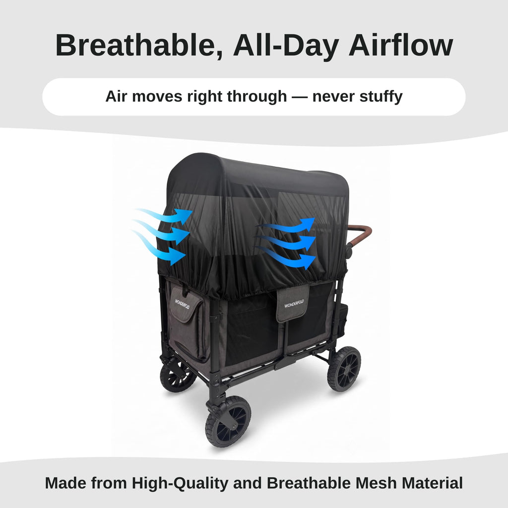 SASHA'S sun shade and insect cover for WonderFold W4 stroller wagon