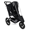 SASHA'S black nylon rain cover on a BOB Gear single jogging stroller