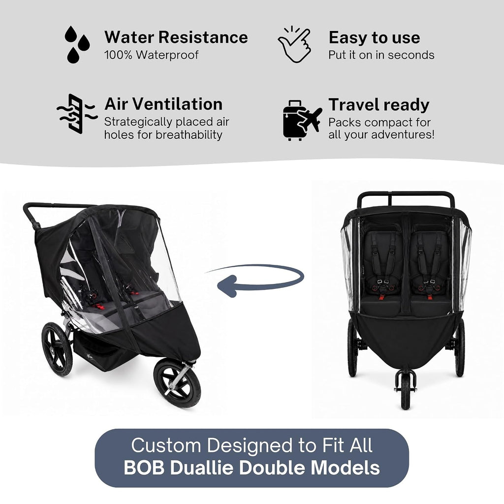Rain cover for BOB Gear Duallie double jogging strollers – detail view