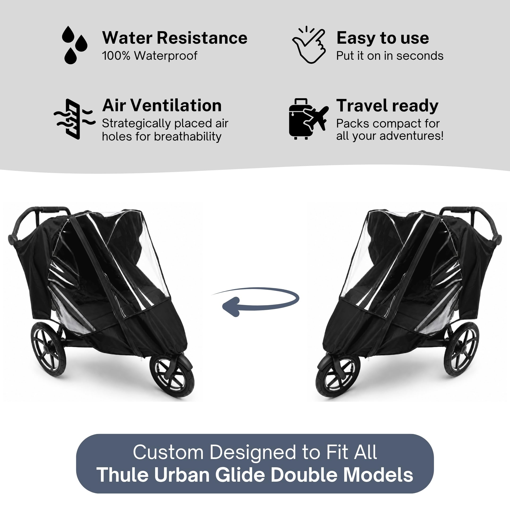 SASHA'S rain cover for Thule Urban Glide Double jogging stroller