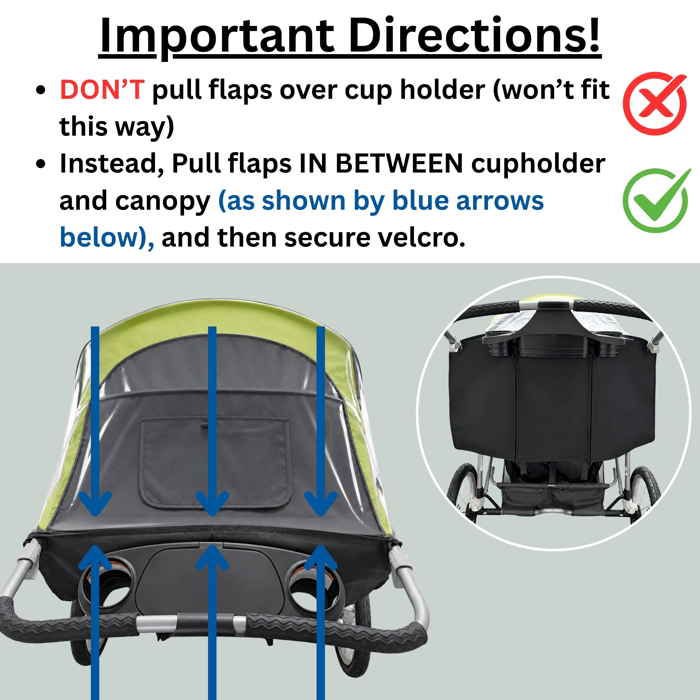 SASHA'S Double Rain Cover for Baby Trend Expedition Double Jogger (Jogger not Included) NOT Compatible with Baby Trend Navigator Made in USA
