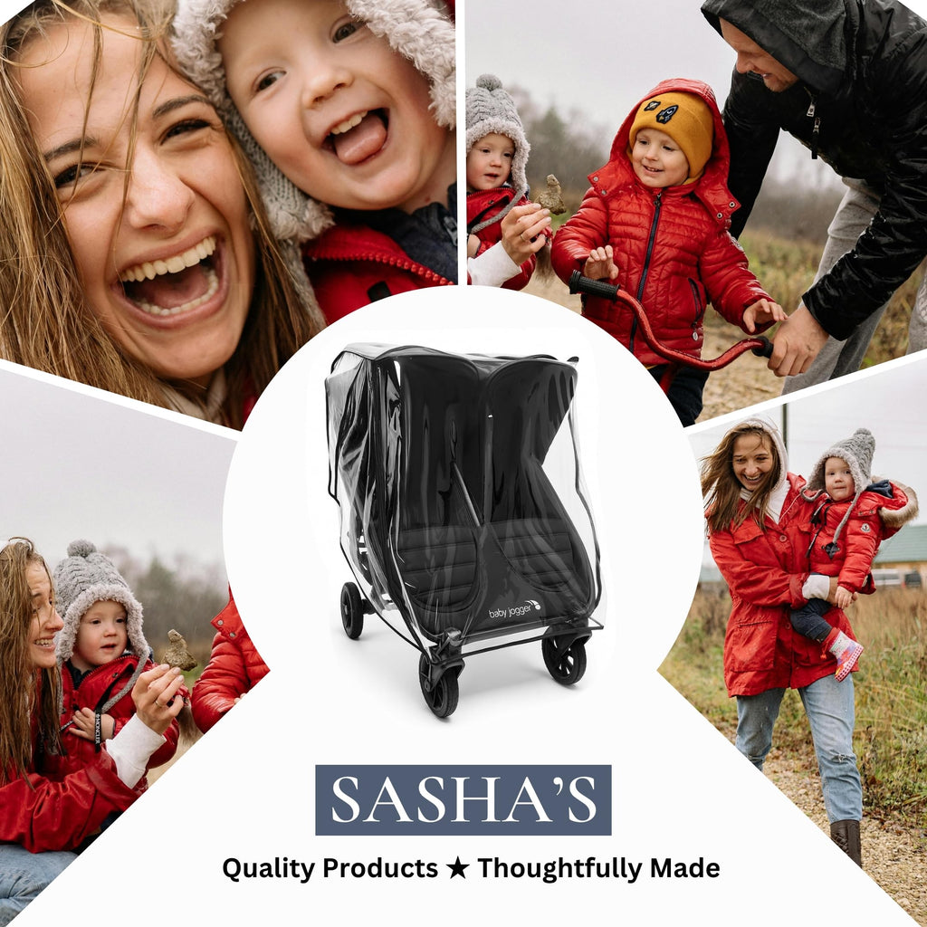 SASHA'S Double Rain and Wind Cover for Baby Jogger Mini GT2 All-Terrain Double Stroller, Zipper Access, Maximum Coverage, Weather Shield (Jogger not Included)