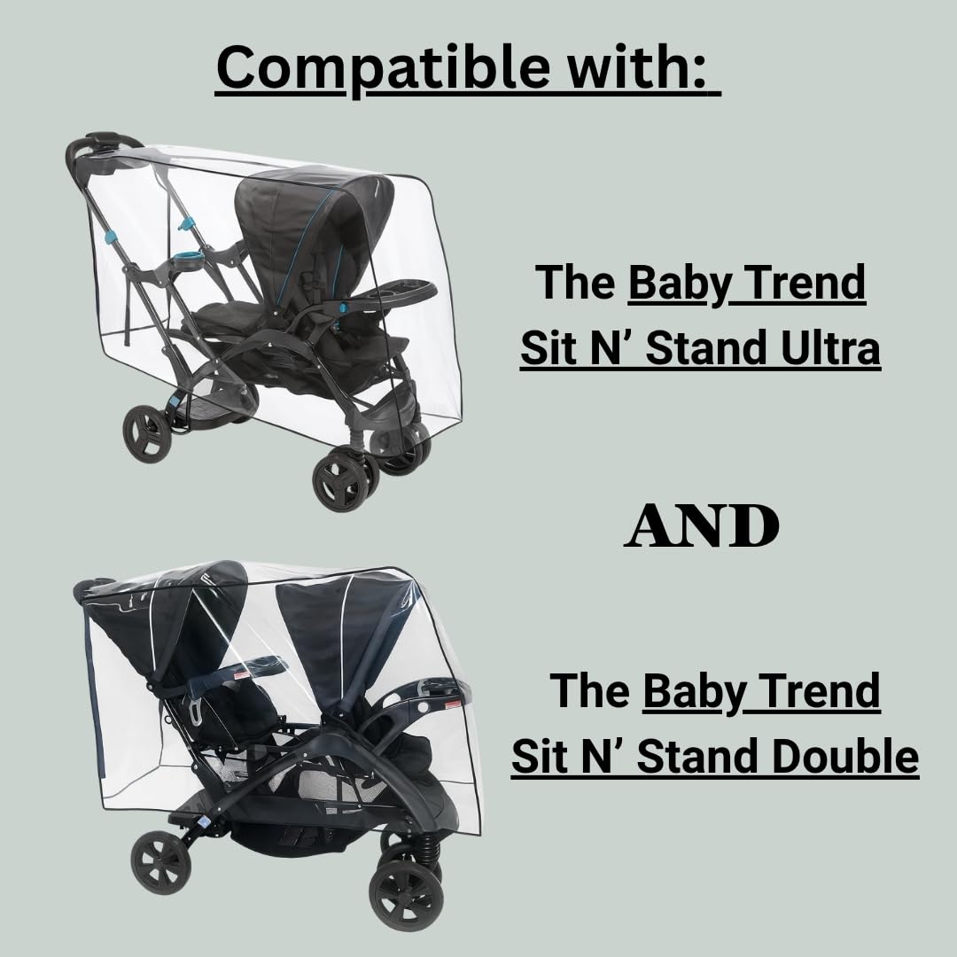 Rain Cover for Baby Trend Sit N Stand Ultra & Sit N Stand Double Strollers