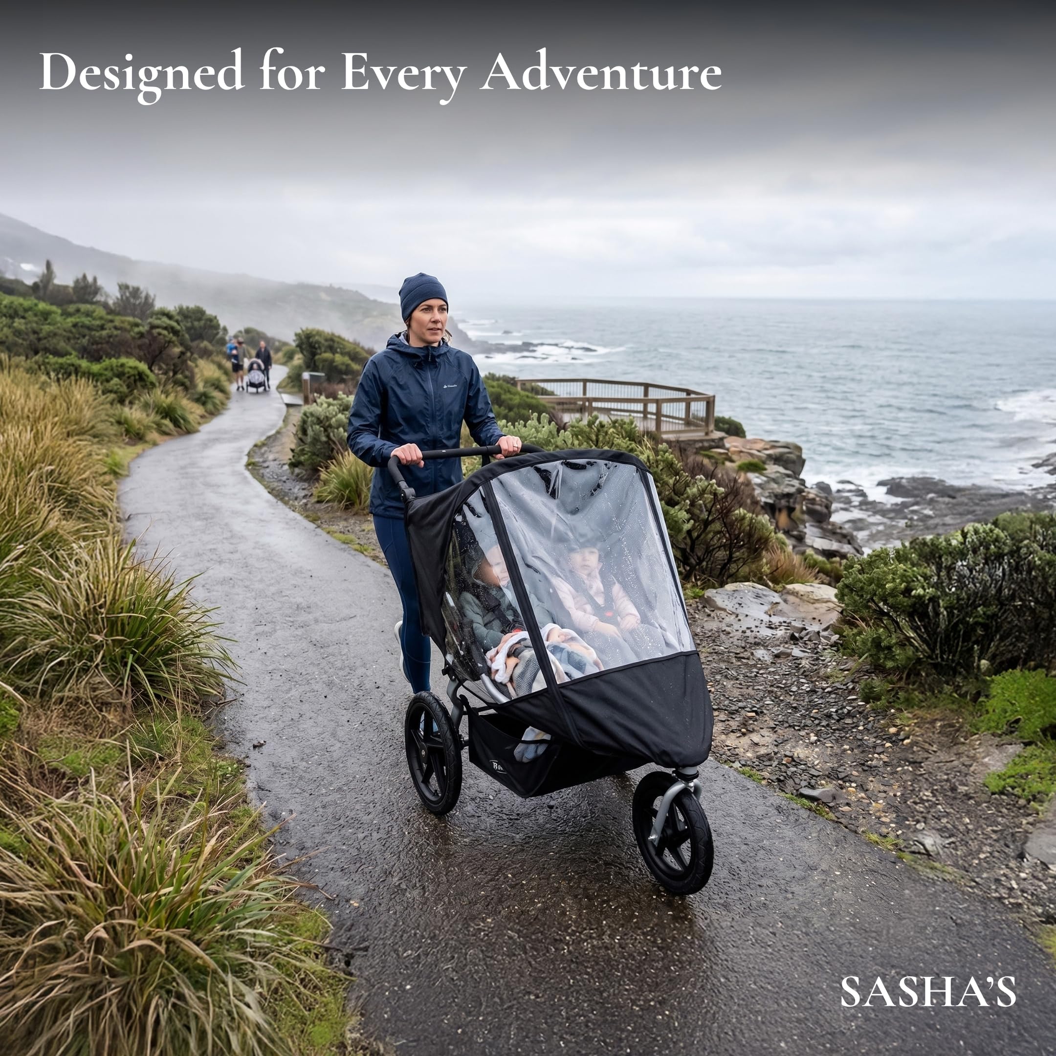 Rain cover for BOB Gear Duallie double jogging strollers – lifestyle