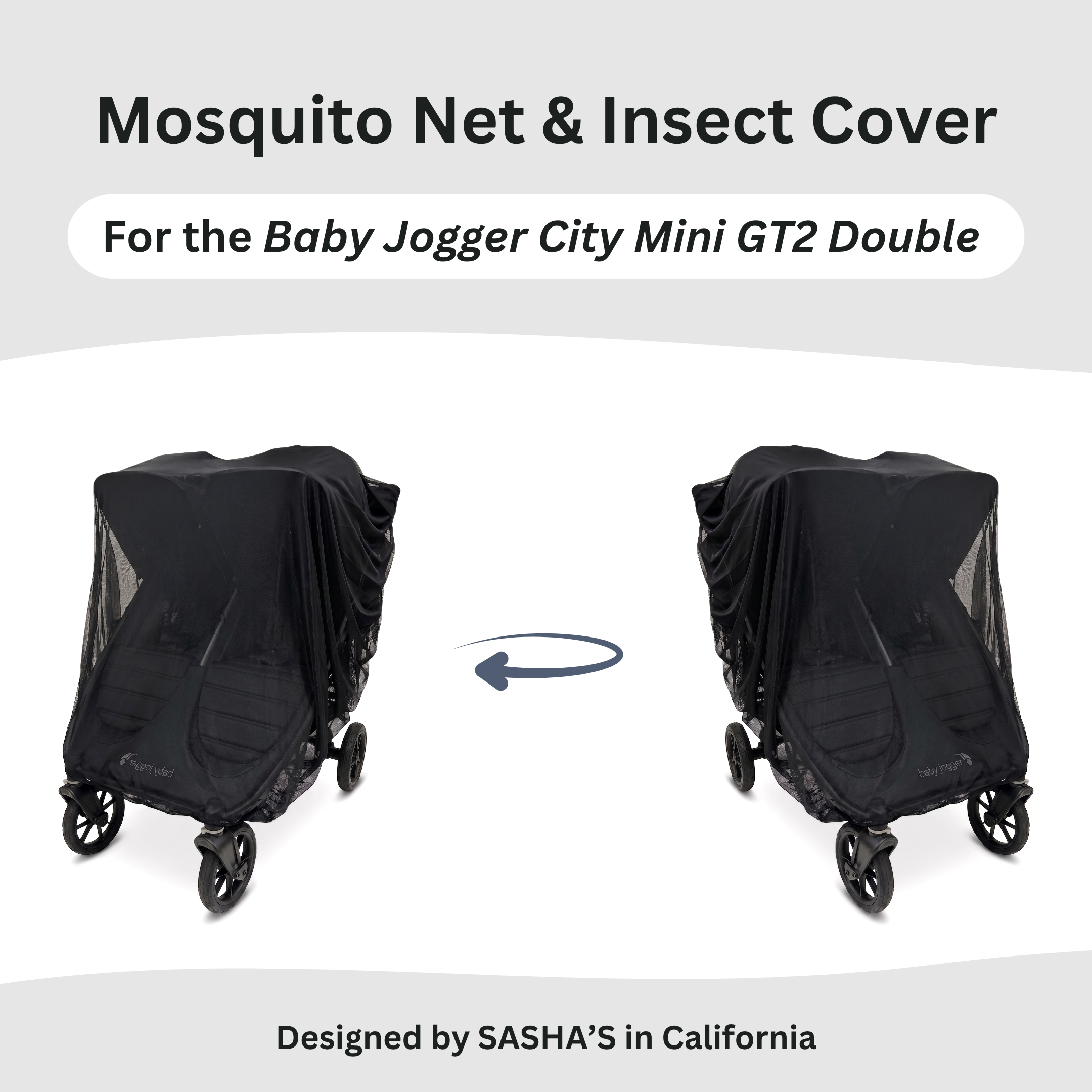 SASHA'S mosquito net for Baby Jogger City Mini GT2 Double