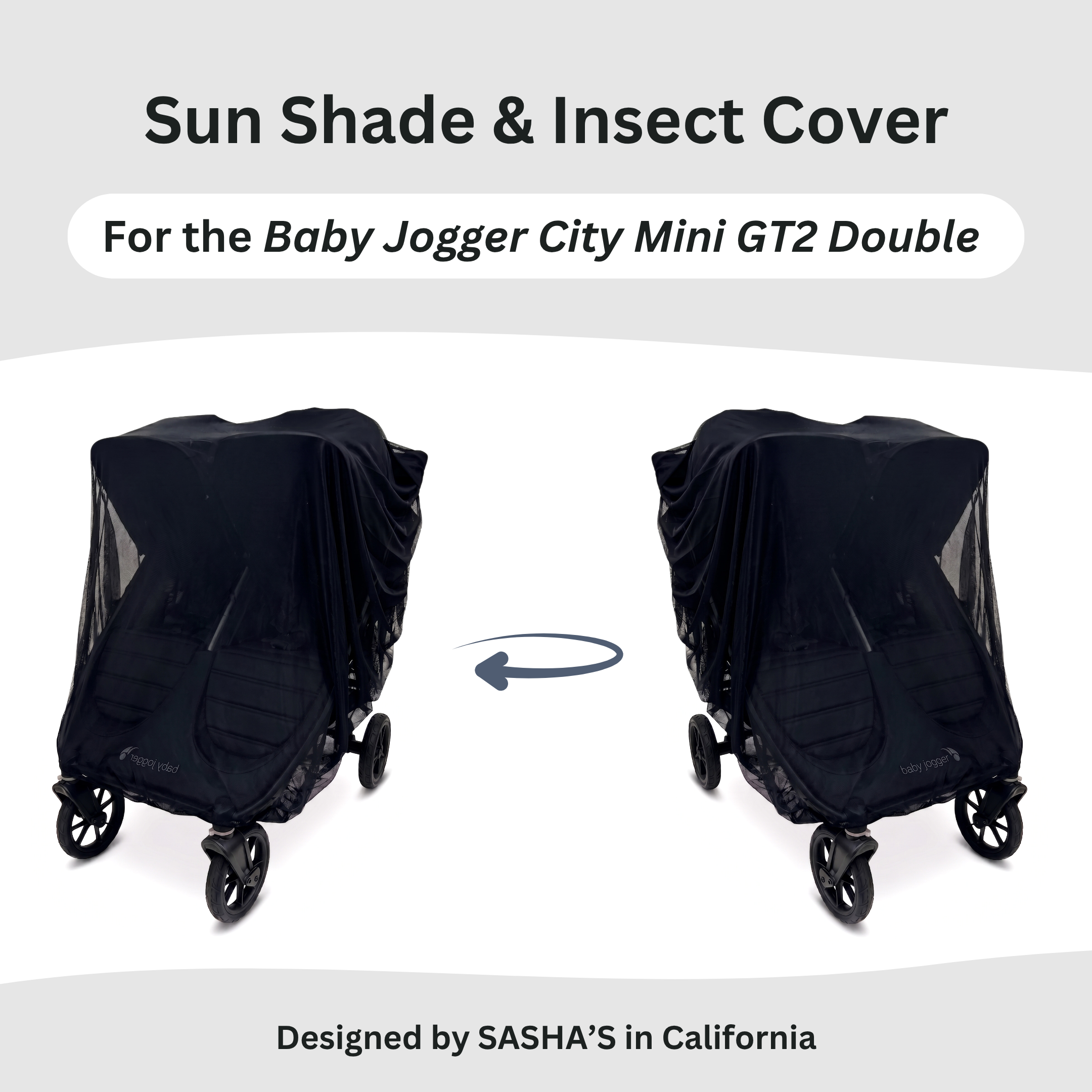 SASHA'S sun shade and insect cover for Baby Jogger City Mini GT2 Double