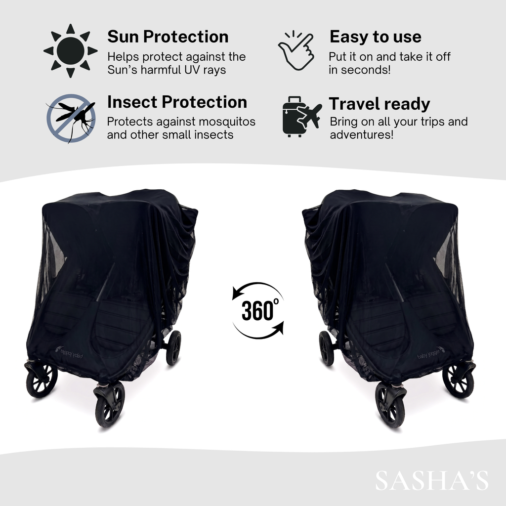 SASHA'S sun shade and insect cover for Baby Jogger City Mini GT2 Double