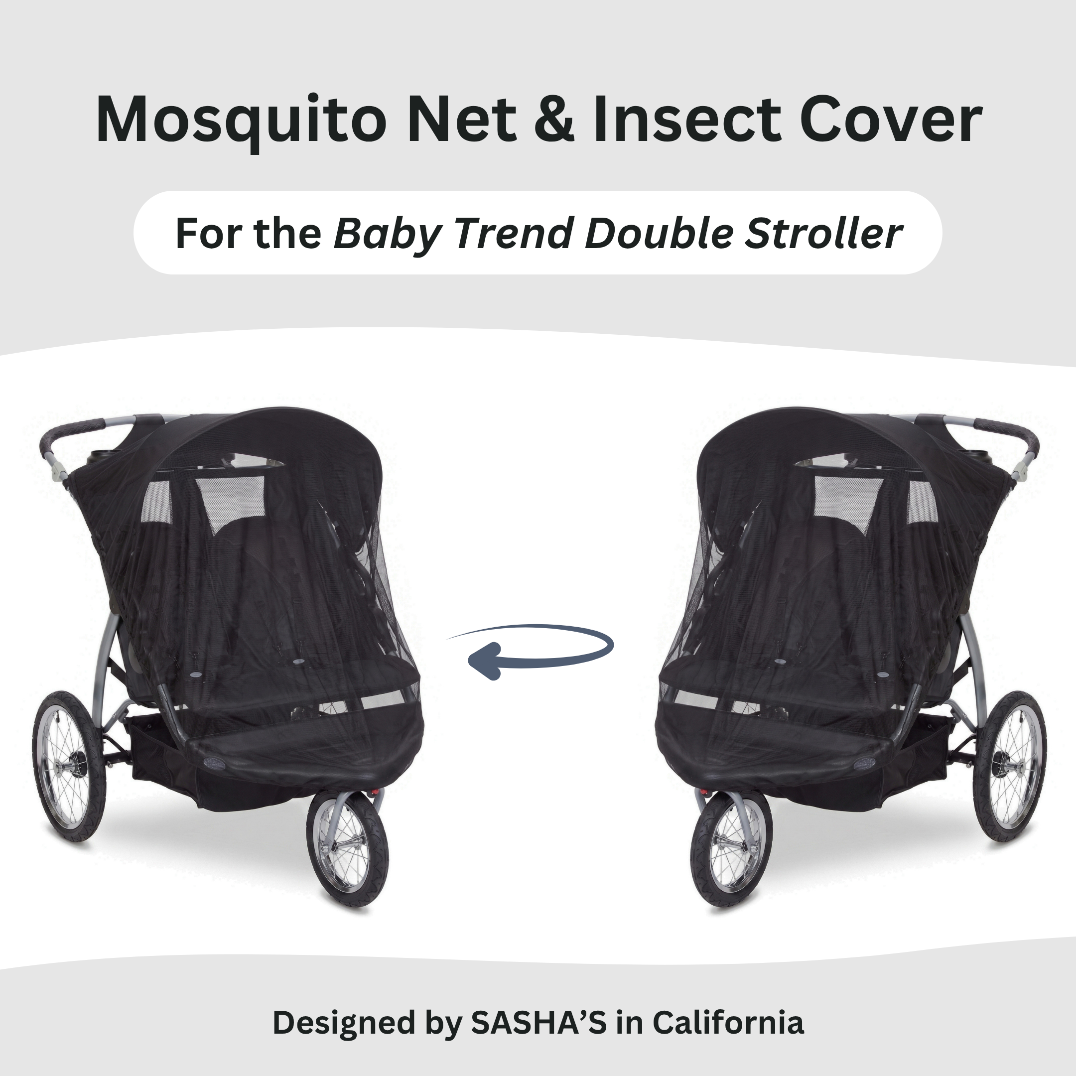 SASHA'S mosquito net for Baby Trend Double Stroller