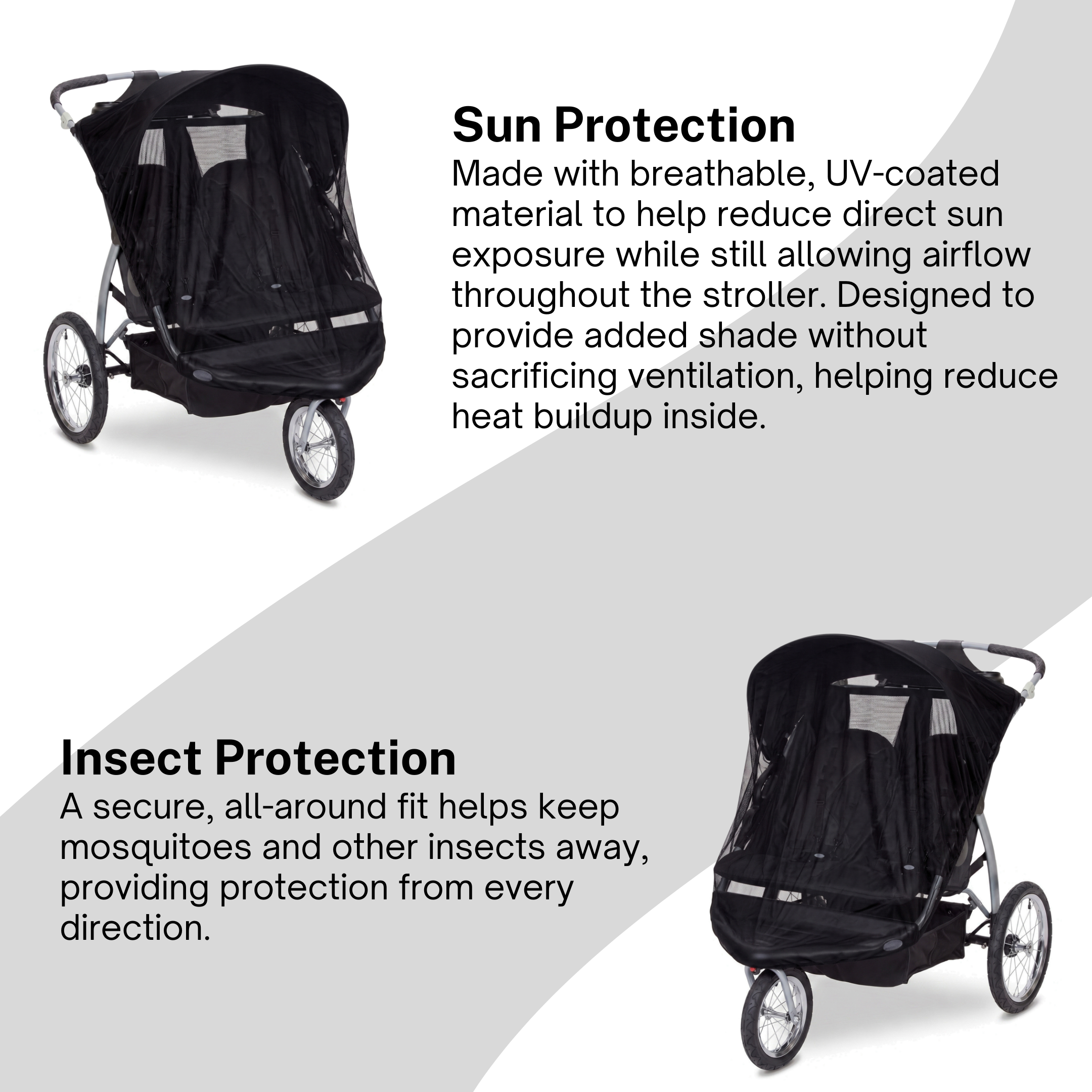 SASHA'S sun shade and insect cover for Baby Trend Double Stroller