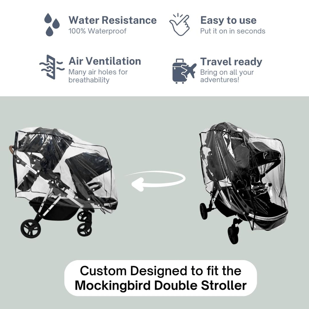 Rain Cover for Mockingbird Single-to-Double 2.0 Stroller with Second Seat Kit 2.0